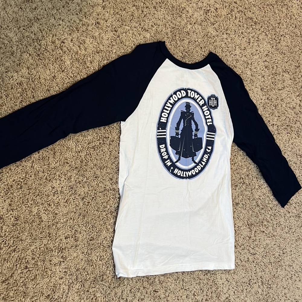 BNWOT Disney Parks Hollywood Tower of Terror Attraction baseball raglan tee